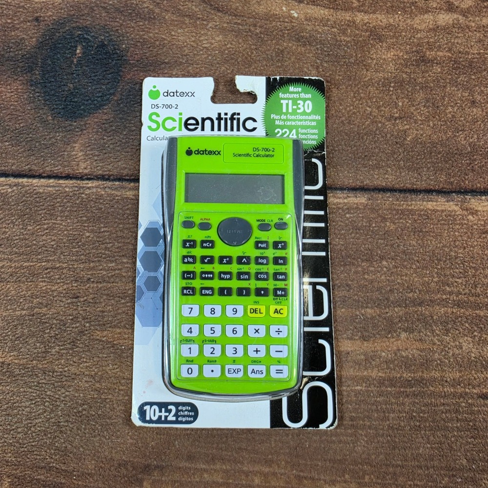 Datexx Scientific Calculator DS-700-2 Green New 224 Functions 2-Line Display